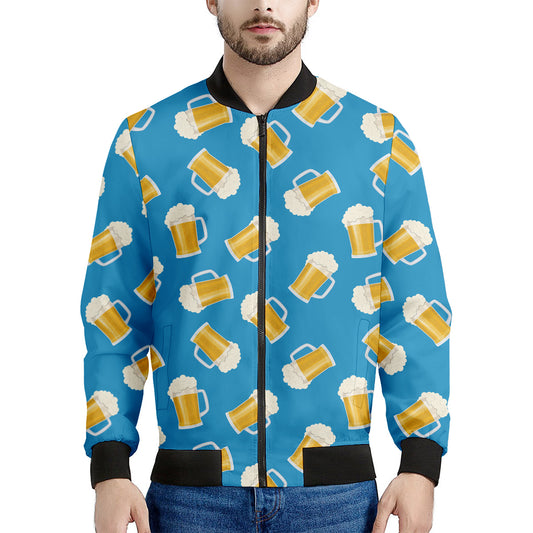Mug Of Beer Pattern Print Men's Bomber Jacket