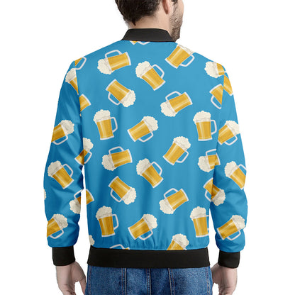 Mug Of Beer Pattern Print Men's Bomber Jacket