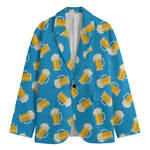 Mug Of Beer Pattern Print Men's Cotton Blazer