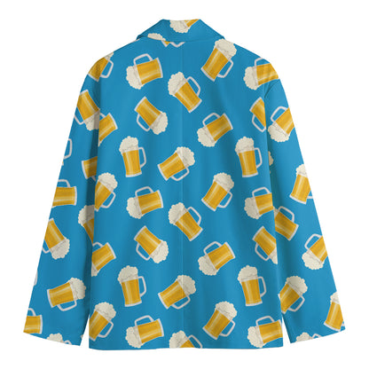 Mug Of Beer Pattern Print Men's Cotton Blazer