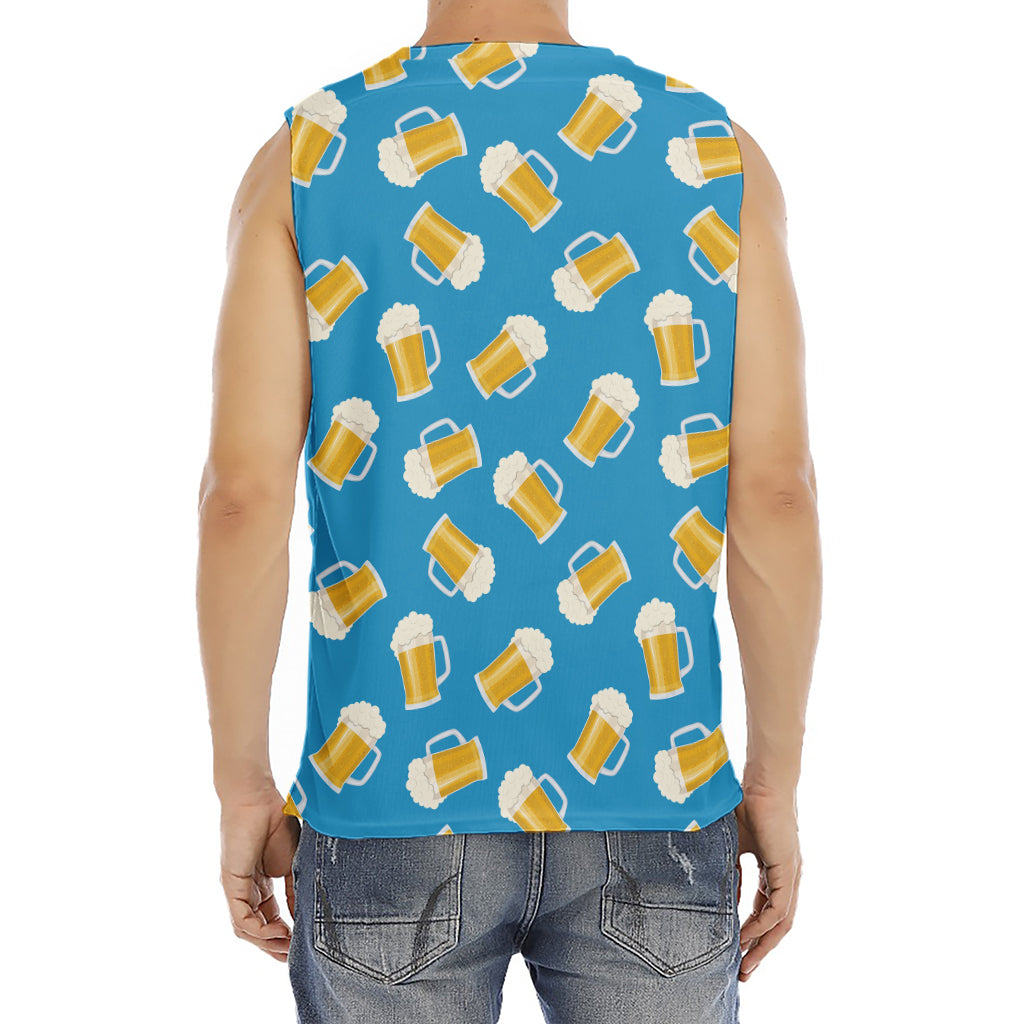 Mug Of Beer Pattern Print Men's Fitness Tank Top