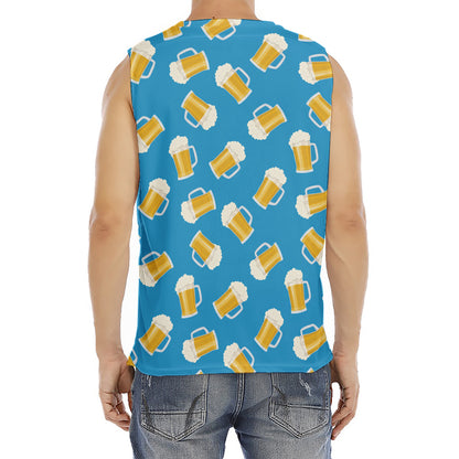 Mug Of Beer Pattern Print Men's Fitness Tank Top
