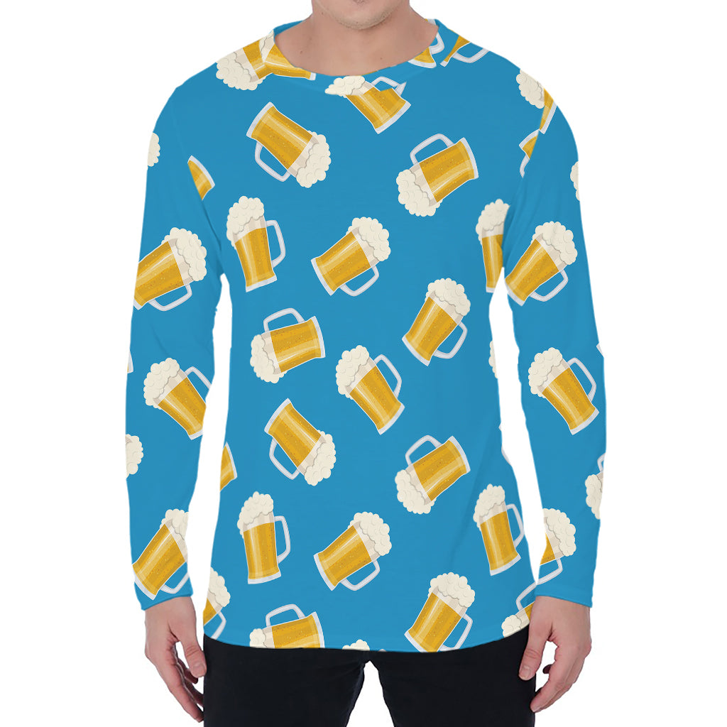 Mug Of Beer Pattern Print Men's Long Sleeve T-Shirt