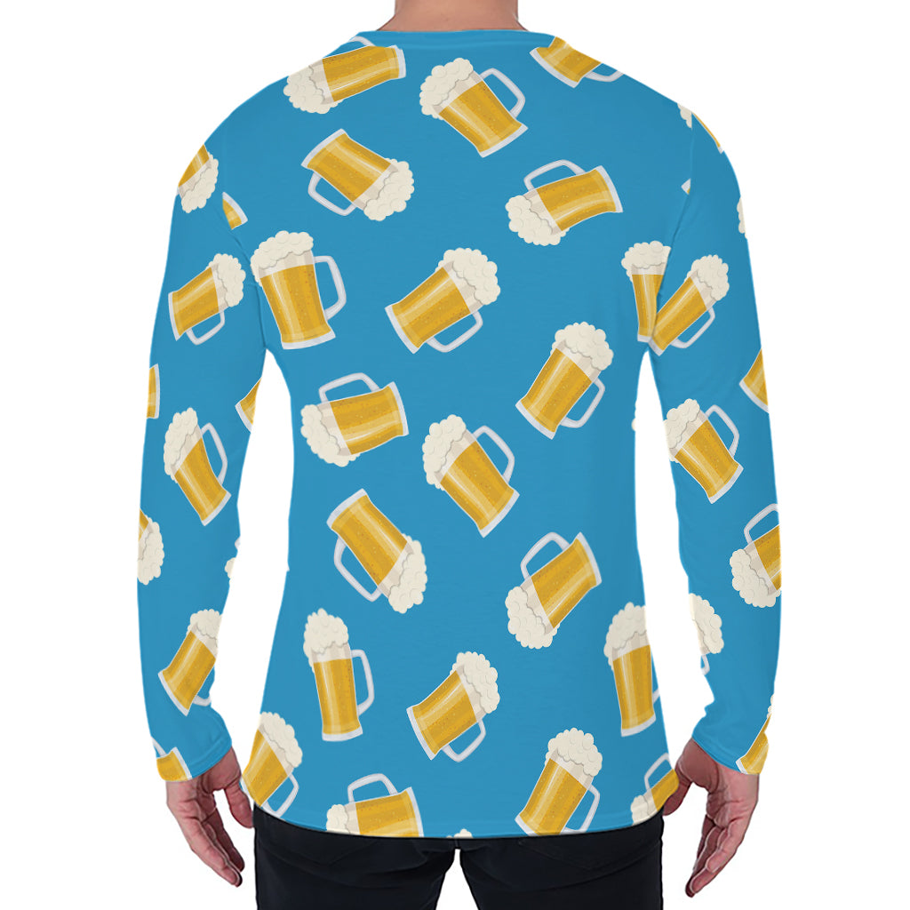 Mug Of Beer Pattern Print Men's Long Sleeve T-Shirt
