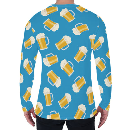 Mug Of Beer Pattern Print Men's Long Sleeve T-Shirt