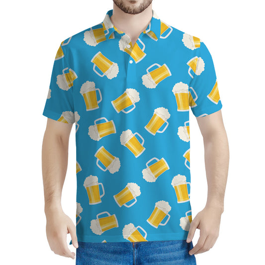 Mug Of Beer Pattern Print Men's Polo Shirt