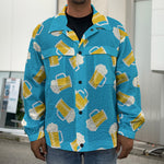 Mug Of Beer Pattern Print Men's Shirt Jacket