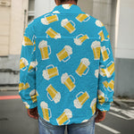 Mug Of Beer Pattern Print Men's Shirt Jacket