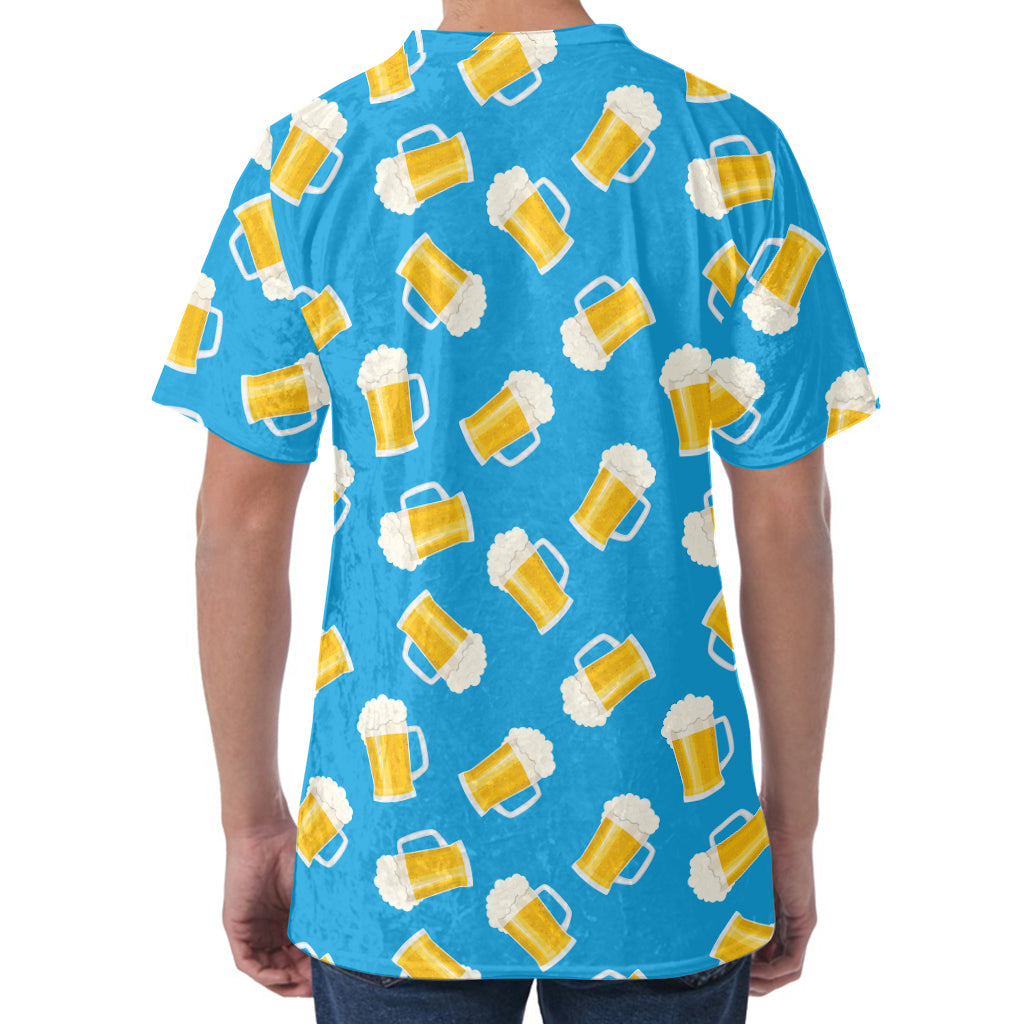 Mug Of Beer Pattern Print Men's Velvet T-Shirt