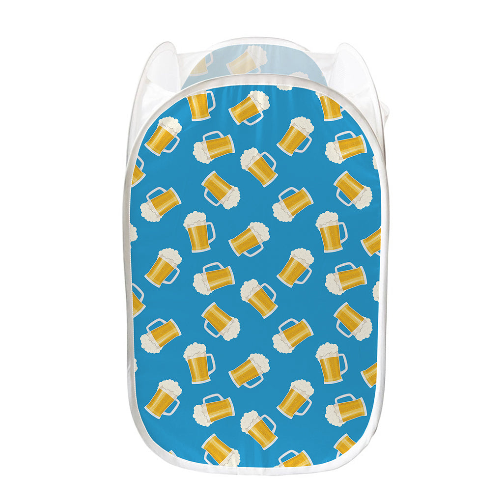 Mug Of Beer Pattern Print Mesh Laundry Hamper