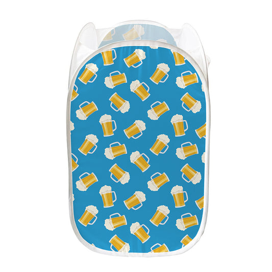 Mug Of Beer Pattern Print Mesh Laundry Hamper