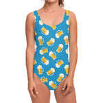 Mug Of Beer Pattern Print One Piece Swimsuit