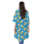 Mug Of Beer Pattern Print Open Front Beach Cover Up