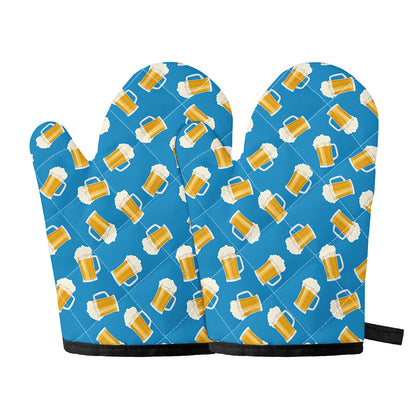 Mug Of Beer Pattern Print Oven Mitts