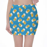 Mug Of Beer Pattern Print Pencil Mini Skirt