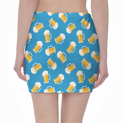 Mug Of Beer Pattern Print Pencil Mini Skirt