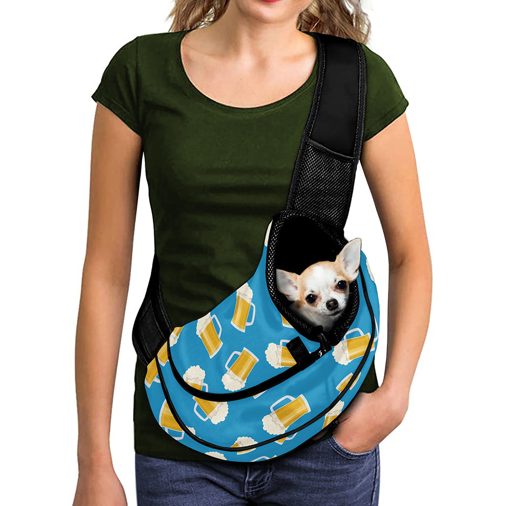 Mug Of Beer Pattern Print Pet Sling Carrier