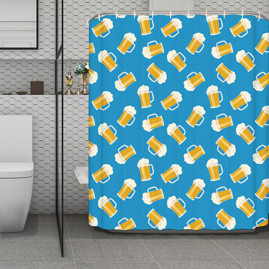 Mug Of Beer Pattern Print Polyester Shower Curtain