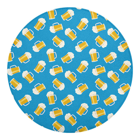 Mug Of Beer Pattern Print Round Blanket