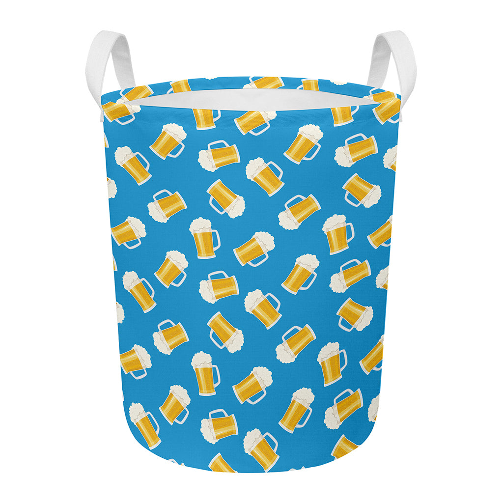 Mug Of Beer Pattern Print Round Laundry Basket