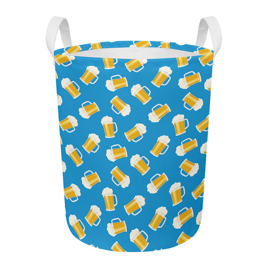 Mug Of Beer Pattern Print Round Laundry Basket