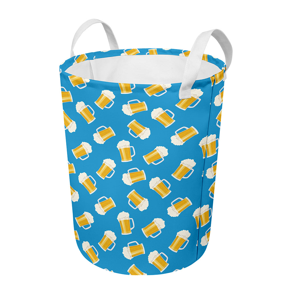 Mug Of Beer Pattern Print Round Laundry Basket