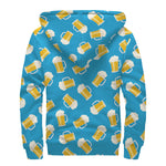 Mug Of Beer Pattern Print Sherpa Lined Zip Up Hoodie