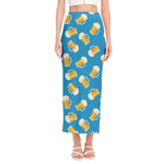 Mug Of Beer Pattern Print Side Slit Maxi Skirt