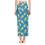 Mug Of Beer Pattern Print Side Slit Maxi Skirt