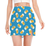 Mug Of Beer Pattern Print Side Slit Mini Skirt