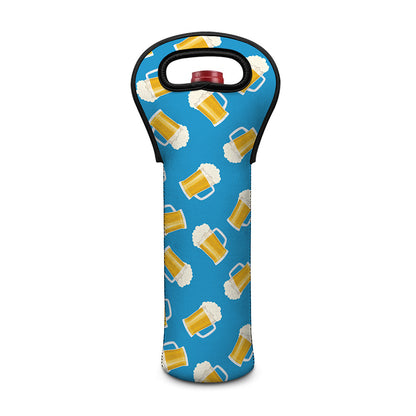 Mug Of Beer Pattern Print Single Neoprene Wine Tote