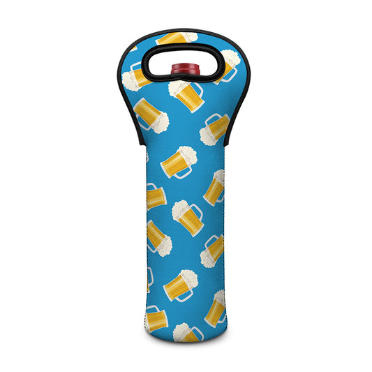 Mug Of Beer Pattern Print Single Neoprene Wine Tote