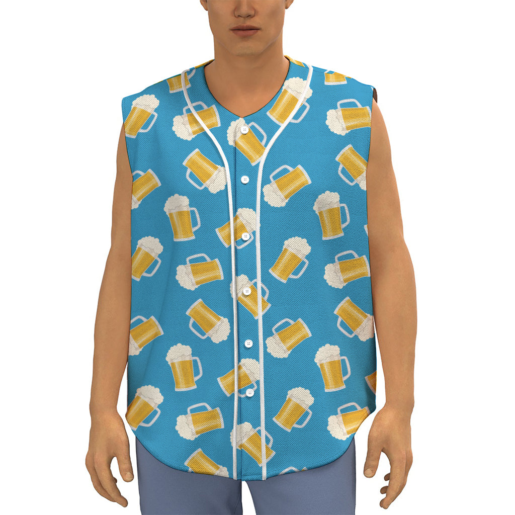 Mug Of Beer Pattern Print Sleeveless Baseball Jersey