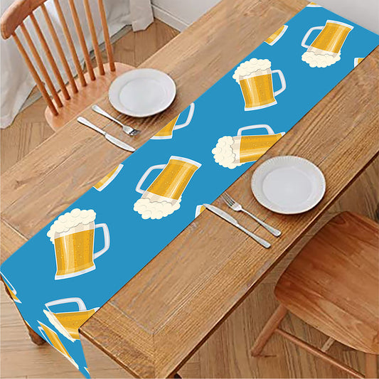 Mug Of Beer Pattern Print Table Runner
