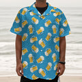 Mug Of Beer Pattern Print Textured Short Sleeve Shirt