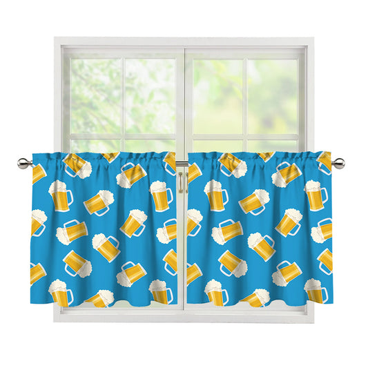 Mug Of Beer Pattern Print Tier Curtains