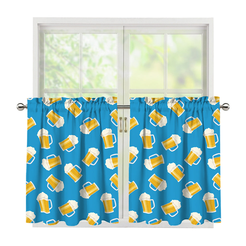 Mug Of Beer Pattern Print Tier Curtains