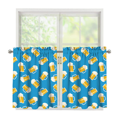Mug Of Beer Pattern Print Tier Curtains