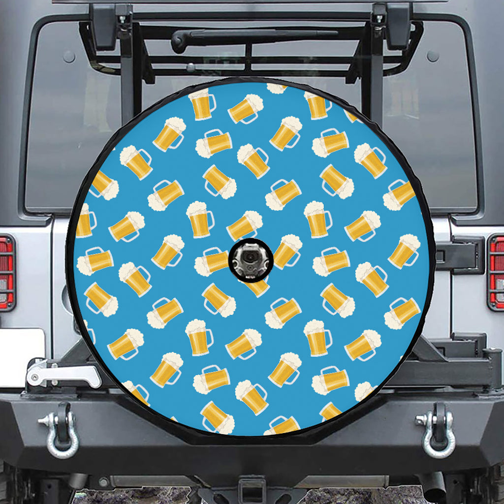 Mug Of Beer Pattern Print Tire Cover With Camera Hole
