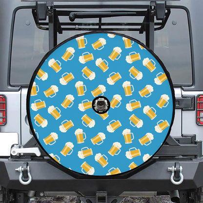 Mug Of Beer Pattern Print Tire Cover With Camera Hole