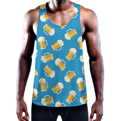 Mug Of Beer Pattern Print Training Tank Top