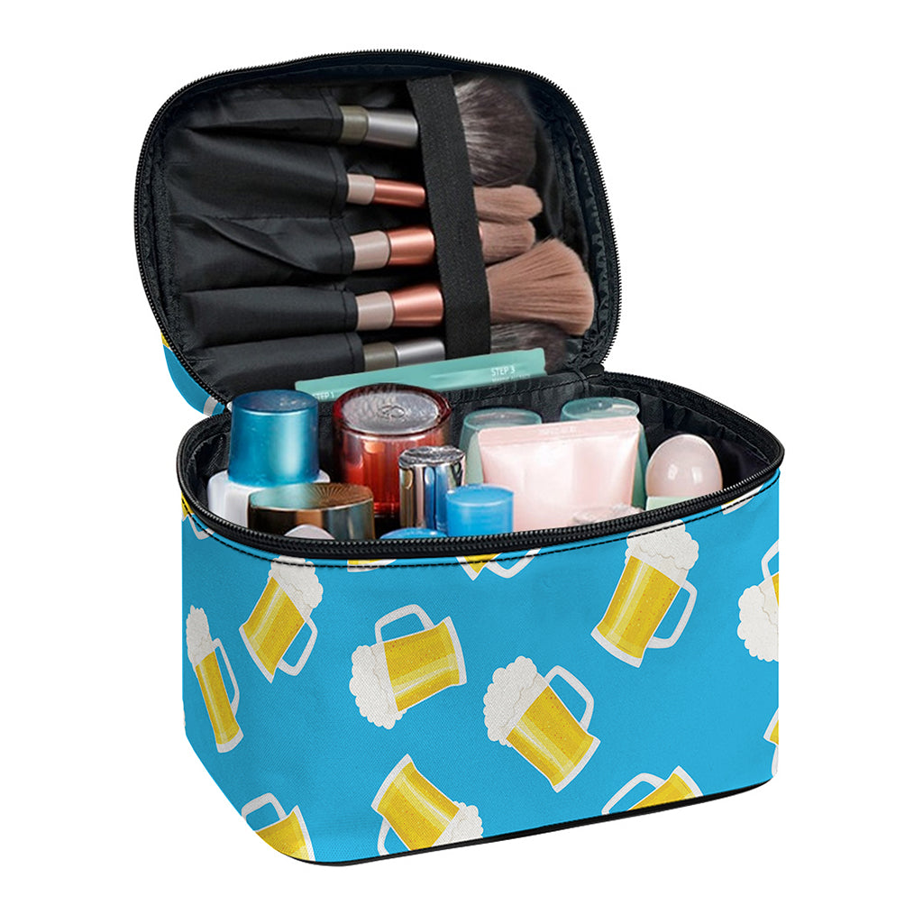 Mug Of Beer Pattern Print Travel Makeup Bag