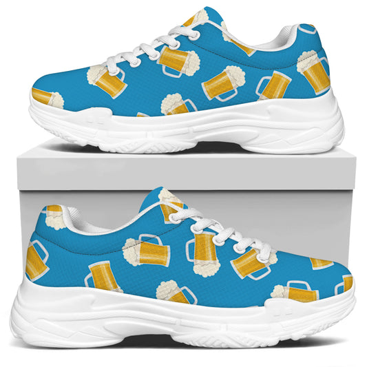 Mug Of Beer Pattern Print White Chunky Shoes