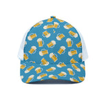 Mug Of Beer Pattern Print White Mesh Trucker Cap