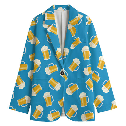 Mug Of Beer Pattern Print Women's Blazer