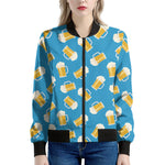 Mug Of Beer Pattern Print Women's Bomber Jacket