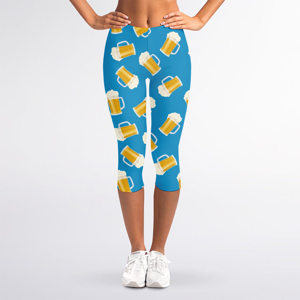 Mug Of Beer Pattern Print Women's Capri Leggings