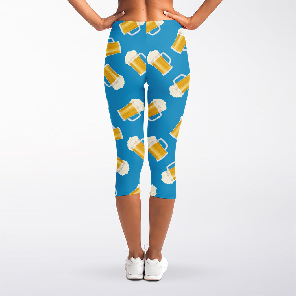 Mug Of Beer Pattern Print Women's Capri Leggings