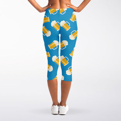 Mug Of Beer Pattern Print Women's Capri Leggings