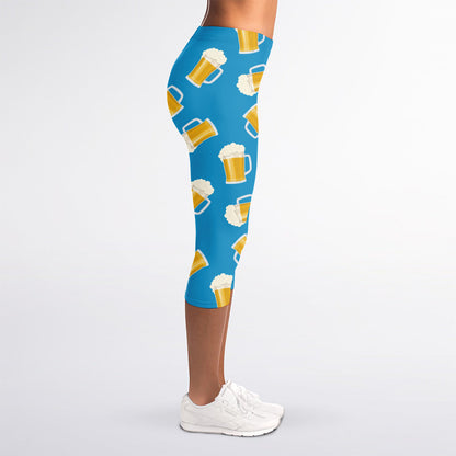 Mug Of Beer Pattern Print Women's Capri Leggings